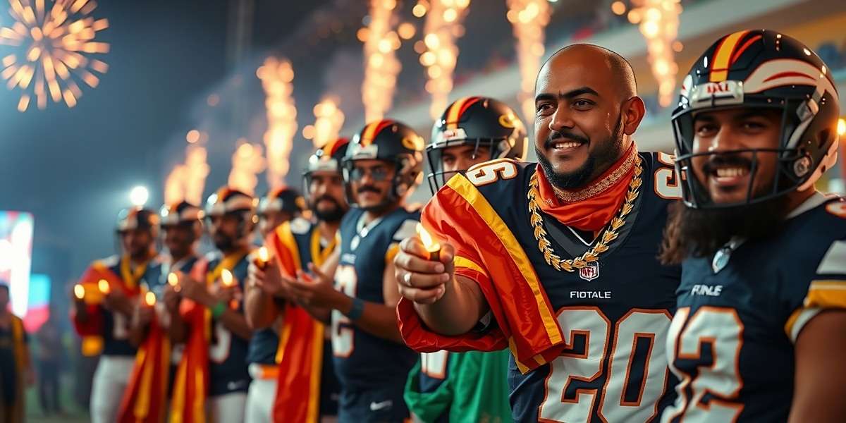 National Football League India Diwali special event showing players in traditional Indian festive kits with fireworks